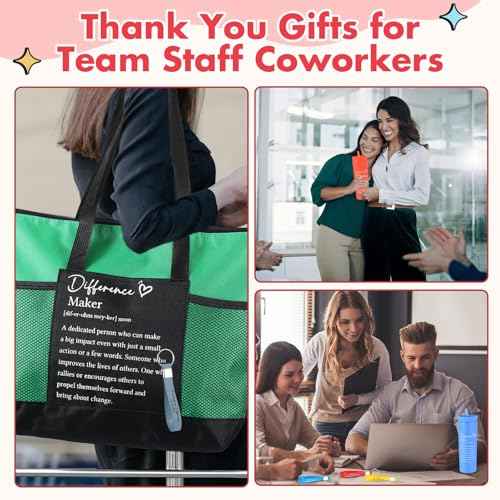 Paterr 36 Pcs Team Thank You Gifts Bulk Employee Appreciation Cups 16 Oz Large Tote Inspirational Bags and Keychains