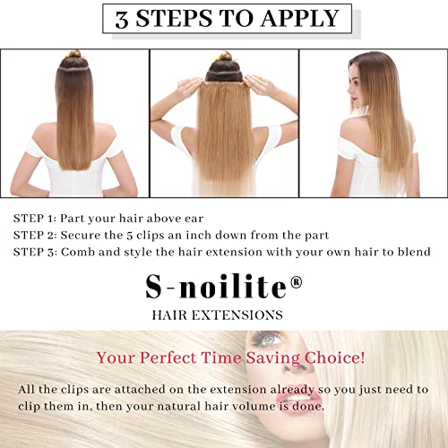 S-noilite One Piece Clip in Extensions Human Hair 5 Clips 3/4 Full Head Dark Brown Hair Extension for Women,One-Piece Design Clip on Hairpieces 18 Inch 90g