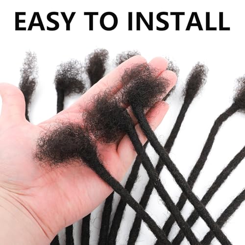 Loc Extensions Human Hair 4 Inch 0.6cm 60strands Dreadlock Extensions Real Human Hair Natural Black for Women Men 100% Full Handmade Permanent Can Be Dyed Bleached Curled