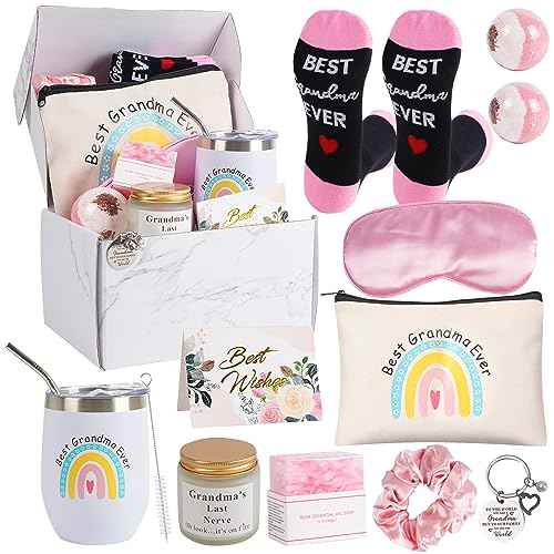12 Pieces Grandma Gifts Box,Christmas Gifts for Grandma from Granddaughter Grandson,Nana Gift Basket Grandma Birthday Gift for Gigi Grandmother
