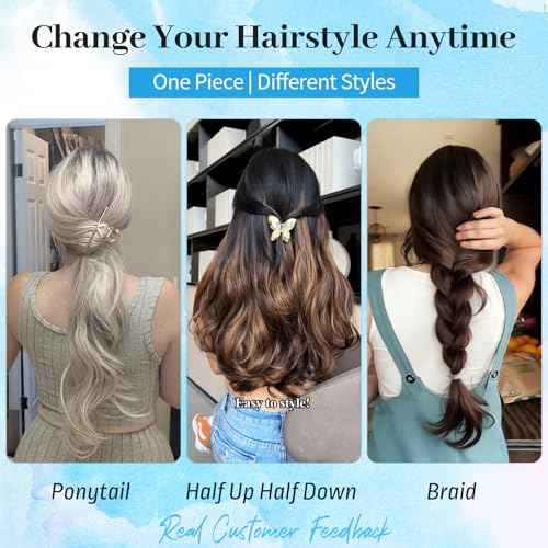 KooKaStyle Invisible Wire Hair Extensions 20¡®¡¯ Long Wavy Layered Synthetic Clip in Hair Extensions with Transparent Wire Adjustable Size 6 Secure Clips Dark Brown Thick Hairpieces for Women 20 Inch