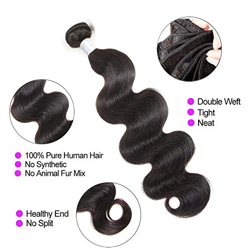 Body Wave Bundles Human Hair 20 22 24 Inch 100% Brazilian Virgin Human Hair Bundles 12A Unprocessed Body Wave 3 Bundles Human Hair Weave Bundles