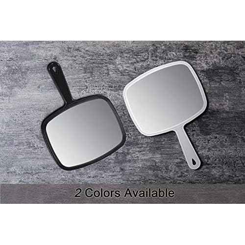 PROTECLE Hand Mirror, 10.3" L x 7.4" W Salon Barber Hairdressing Handheld Mirror with Handle, Square Black