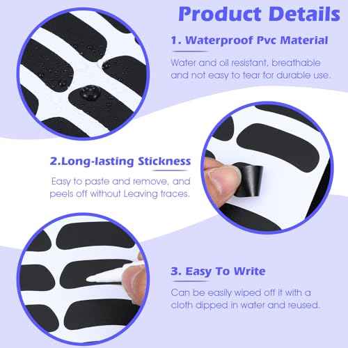 300 Pcs Eye Black Stickers, Softball Baseball Stickers Sports Eye Black Sticker Breathable Eyes Strips with 1 White Pencil Sport Adhesive Sticker for Football Lacrosse Fans Eyes Strip Birthday