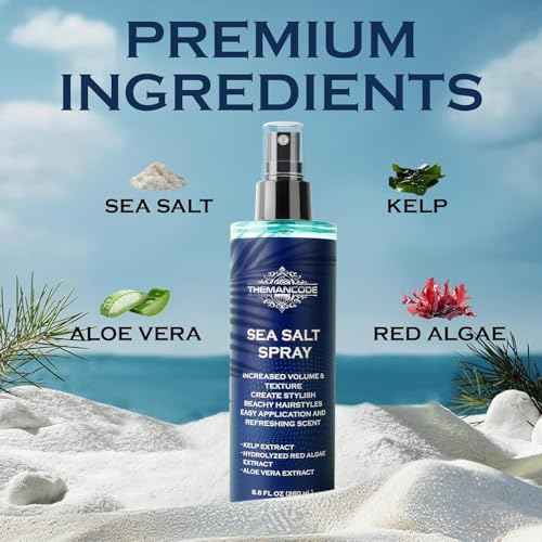 Sea Salt Spray for Men, Texturizing Hairspray, Stocking Stuffers for Man, Surf Spray Adds Instant Volume, Travel Essentials, Christmas Gift for Men, 8.8 Oz