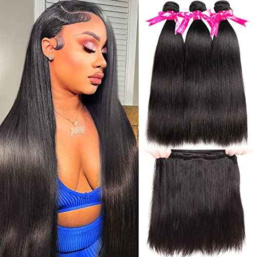 Subella Brazilian Straight Hair 3 Bundles 14 16 18inch Grade 10A Virgin Straight Human Hair Bundles Natural Black Color Hair Extensions