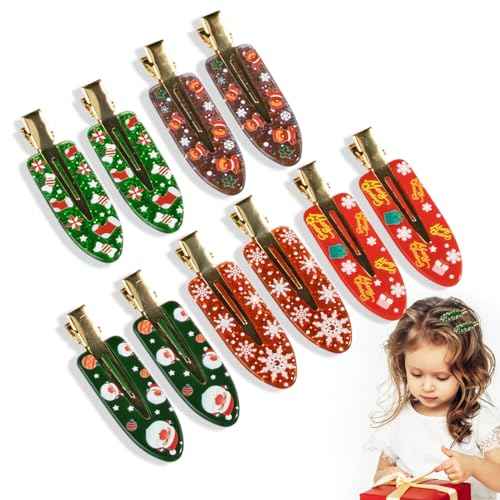 Christmas Hair Clip - 5 Pairs Cute Snowflake Christmas Tree Hair Barrettes Santa Claus Hairpin for Christmas Festive Hair Accessory