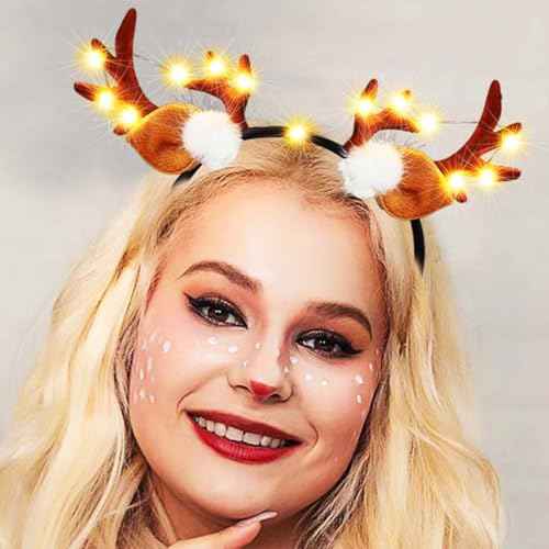 BARTOSI LED Christmas Headbands Deer Headband Deer Antler Hair Band Cute Antlers Hair Hoop Headpiece Hair Accessories