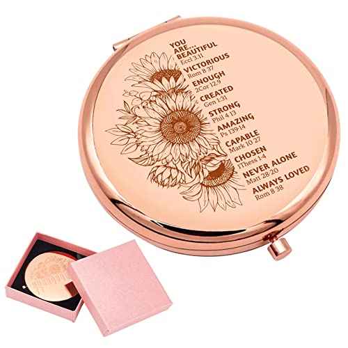 ORIGACH Birthday Compact Pocket Mirror with Gift Box - Personalized Graduation Gift for Sister, Friend - Rose Gold