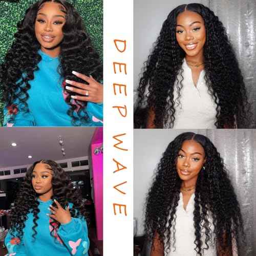 100% Unprocessed Deep Wave Human Hair Bundles 12A Brazilian Virgin Wet and Wavy 1 Bundles Double Weft Deep Curly Weave Human Hair Bundles Natural Black 20 Inch