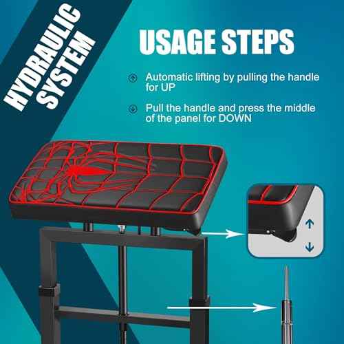 POARMEEY XXL Tattoo Armrest Stand Adjust Height by Hydraulic System Red Spider Design for Professional Tattoo Equipment Supplier