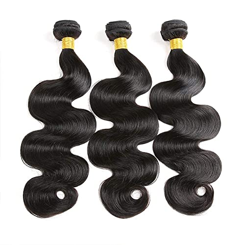 DMS Human Hair Bundles Body Wave Brazilian Virgirn Human Hair Bundles 3 Bundles Brazilian Body Wave Unprocessed Brazilian Human Hair Wave Bundles (16 18 20, body natural black) ¡¦