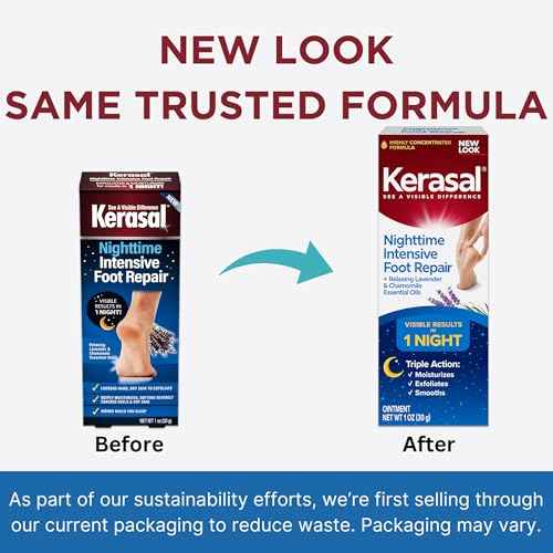 Kerasal Nighttime Intensive Foot Repair, Skin Healing Ointment for Cracked Heels and Dry Feet, 1 oz (Packaging May Vary)