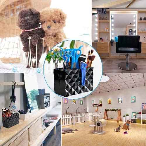 JIAKAI Professional Salon Scissors Box for Stylist Scissors Rack Holder Case. Hairdressing Combs Clips Storage Box (Black)