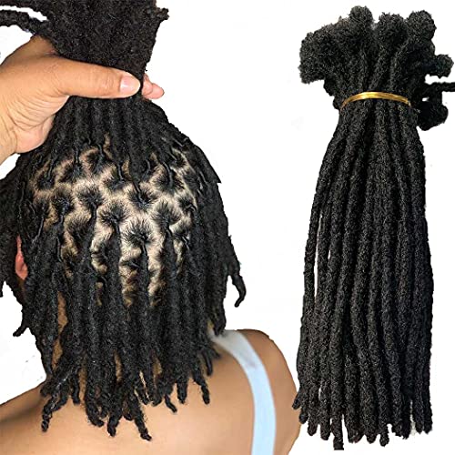 BESHINNAAUL Human Hair Handmade Permanent Dreadlocks Natural Black #1B Locs extension Small Size(diameter 0.4cm) 10inch 40 Strands/Pack