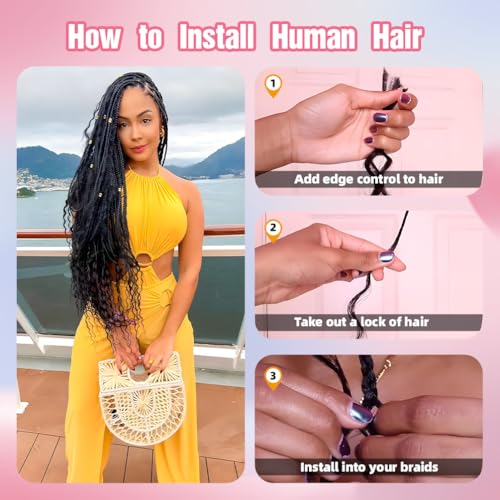 Human Braiding Hair, 2 Bundle 100g 20 Inch Boho Braids Human Hair 10A Deep Wave Bulk Brazilian Virgin No Weft Wavy Hair Extension for Boho Knotless Bohemian Micro Braid Bulk for Braiding 99J