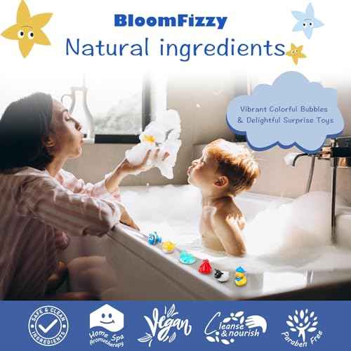 30 Kids Bath Bombs with Surprise Inside ? Gift Set with 30 Unique Land & Sea Animal Toys, Fun, Educational, and Child-Safe Natural Bath Bombs with Toys, Great Gift for Kids¡¯ Birthdays & Christmas