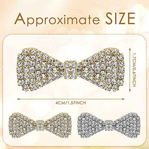 WILLBOND 6 Pcs Crystal Rhinestone Hair Clips Bling Silver Gold Rhinestone Bows Wedding Barrette for Women Mini Alligator Diamond Clips Bridal Hair Jewelry Accessories for Christmas Birthday Present