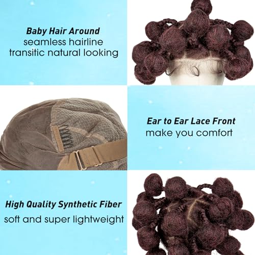 Handmade Bantu Knotless Braided Wigs Synthetic Full Lace Braided Wig Buns Wig Full Lace Braids Wig with Baby Hair African Braiding Hair Wig for Black Women£¨1B-BUG