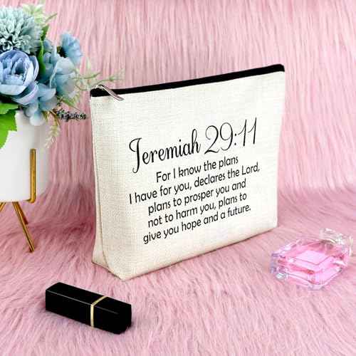 Sfodiary Christian Gifts for Women Makeup Bag Bible Verse Religious Gifts for Women Catholic Scripture Sayings Cosmetic Bag Blessing Birthday Christmas Easter Presents for Her Friends Travel Pouch