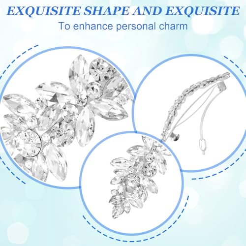 1 Pcs Silver Sparkly Rhinestone Hair Clips, Fancy Hair Clips for Women, Crystal Wedding Hair Clip, Rhinestone Hair Accessories for Wedding, Party, Bride, Long Hair