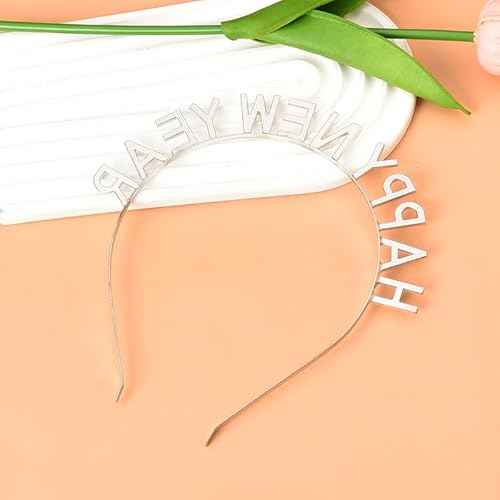 Happy New Year Eve Headband Tiara Silver Crystal Xmas Christmas Gifts for Teen Girls Women New Year Decorations Metal Festival Christmas Hairband Head Band Hair Accessories