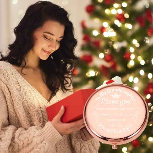 Stocking Stuffers for Teen Girls 16-18 Christmas Granddaughter Gift from Grandpa to Granddaughter Teen Girls Birthday Valentine's Day Graduation Gifts for Granddaughter Girls Rose Gold Compact Mirror