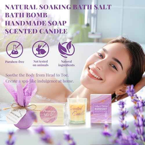 Lavender Relaxing Bath and Body Gift Set for Women - 8Pcs Unique Ideas for Birthday, Valentine's Day, Mother's Day, Christmas