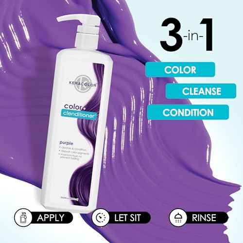 Keracolor Color + Clenditioner 3-in-1 Color-Depositing Conditioner, Gentle Cleansing Conditioner Infusing Semi-Permanent Hair Color, 9 Shades, 33.8 Fl Oz