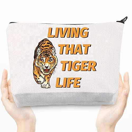 CMNIM Tiger Makeup Bag Tiger Themed Pouch Bag Living That Tiger Life Gift for Tiger Lovers Fans (Tiger Makeup Bag)