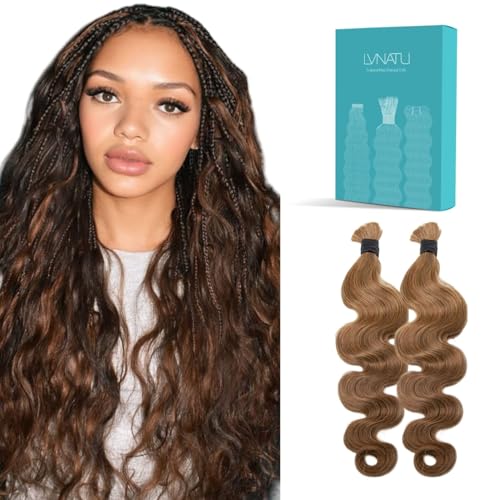 Body Wave Boho Human Hair Color 30 Auburn for Braids Braiding Bohemian Knotless Bulk No Weft 2 Bundles 100g 22 Inch - Easy to Install for Salon/Home/Beginners