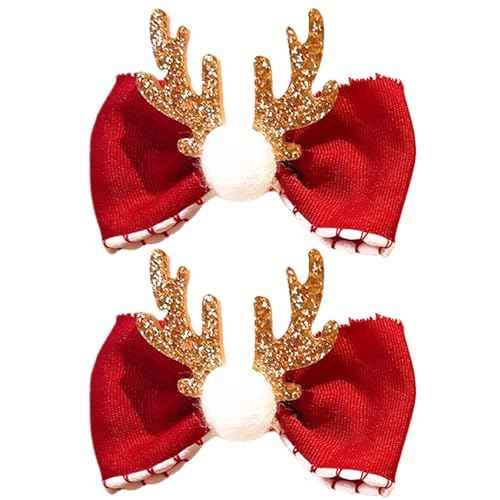 Beleki Christmas Hair Clips for Girls 2PCS Glitter Antler Hair Clip Grosgrain Hair Bows Hairpins Women Hair Accessories Christmas Gift for Girls Kids