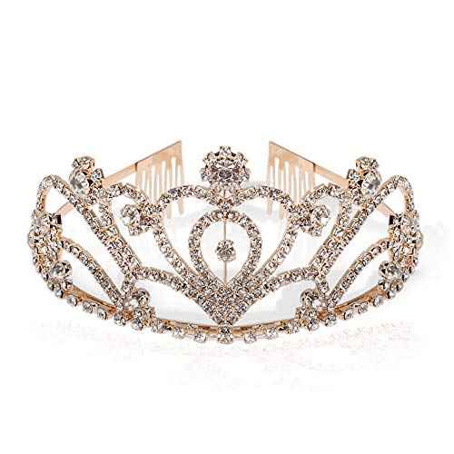 Pack of 2 Rhinestone Tiara Crown Exquisite Headband Comb Pin Wedding Christmas Bridal Party Birthday Tiaras