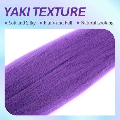 Purple Hair Extensions for Braids - 30 Inch Pre-Stretched Synthetic Braiding Hair for Halloween Cosplay Rumi Costumes Hair (purple, 30 Inch (Pack of 4))