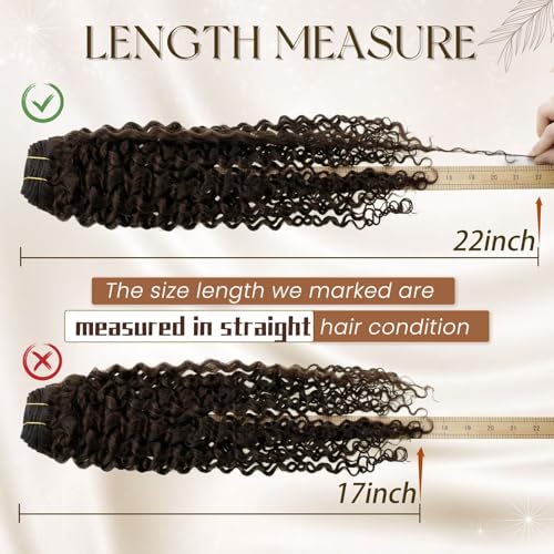 Hetto Curly Clip in Hair Extensions Human Hair Darkest Brown 7Pcs 120g #2 Natural Wavy Curly Hair Extension Clip ins Natural Brown Curly Extensions 16 Inch