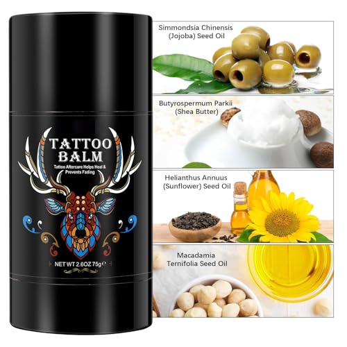 Tattoo Aftercare Butter Balm, 2.6 oz, Old & New Tattoo Moisturizer Healing Brightener for Color Enhance, Natural Organic Tattoo Cream