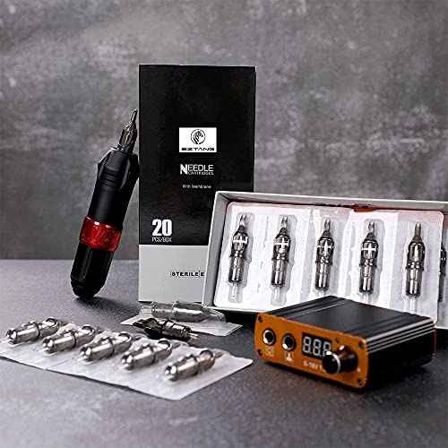 Tattoo kit Tattoo Pen DC Interface Rotary Tattoo Machine with Needle Cartridges Power Supply Quiet Body&Art