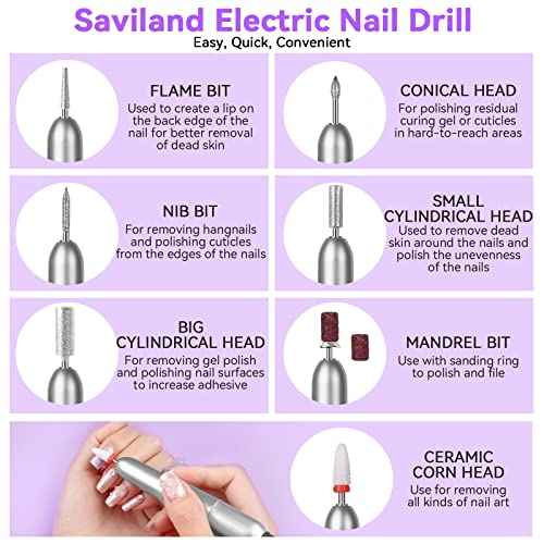 Saviland Acrylic Nail Kit with Drill ? Nail Kit Acrylic Set for Nails Extension with Brush Gel Polish Builder Nail Gel Portable U V Light for Home DIY