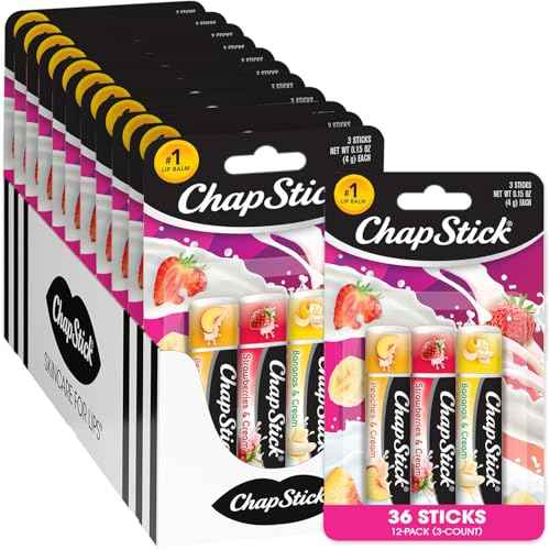 ChapStick Bulk Lip Balm, Fruit & Cream Collection, 3-Packs (12 Sets/36 Tubes) ? Sweet & Delicious Lip Care, Birthday Gifts, Party Favors, Stocking Stuffers, 0.15 Oz Ea