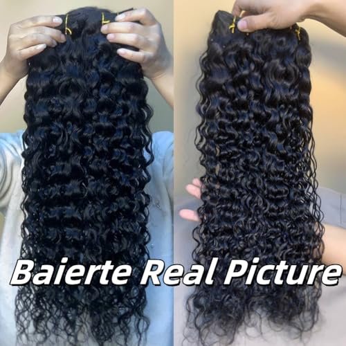 Water Wave Human Hair Bundles 12A Unprocessed Virgin Brazilian Curly Bundles Human Hair Wet And Wavy Natural Black Color Less Shedding Hair For Women As Hair Extension And Fill 28 Inch