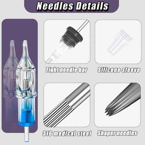 Tattoo Needles Cartridges 20pcs 1205RS Disposable Tattoo Cartridge Needles Round Liner for Beginners or Artists and Rotary Machine