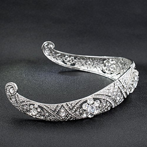 Royal Tiara with Real Austrian Crystals, Queen Mary's Bandeau Replica Tiara,Princess Meghan Wedding Bridal Diadem Jewelry