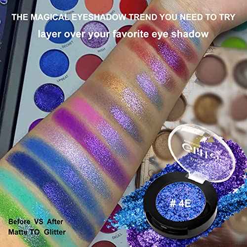 Afflano Holographic Glitter Eyeshadow - Color Change Multichrome Silver Blue Shimmer Metallic Eye Makeup, Sparkling Pigment Chameleon Duo Chrome for Blue Eyes