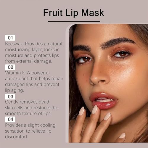 Bee Lip Balm Honey Pot, Fruit Moisturizing Propolis Lip Mask, Lip Mask Overnight Propolis Moisturizing Lip Balm Hydrating Prevention Dry and Crack Lip Scrubs Exfoliator Lip Care Products (2PCS D)