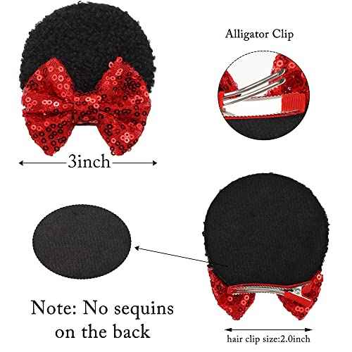 Qearl 12 Pieces Sequin Mouse Ears Hair Clips Mouse Hair Bows with Alligator Clips Hair Accessories for Theme Park Costume Party Decoration for Toddlers Girls