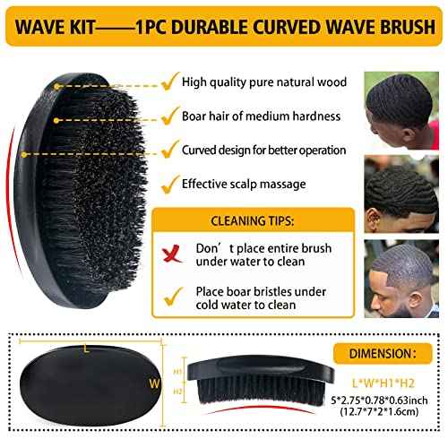 Wave Pomade for Men Strong Hold Easy Wash 360 Wave Training Hair Cream, Waves Grease for Men Promotes Layered Waves, Moisture, Control and Silky Shine Pomade Brushe Silky Durag Cap Set