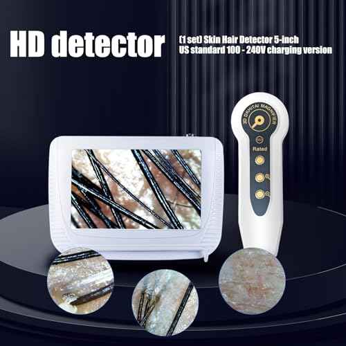 Skin Hair Analyzer,Scalp Hair Follicle Detector 5Inch LCD Screen Digital Skin Diagnosis Scanner System,Rechargeable Hair Analyser 50/200 Times Magnification
