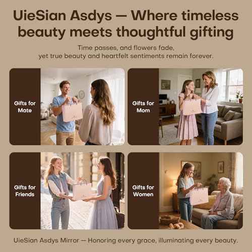 Makeup Mirror with Lights, 10X Magnifying Vanity Mirror, Dimmable Touch Control, Portable Travel & Desk Mirror with Stand, Christmas Birthday Gift for Women Her Girlfriend Wife Mom