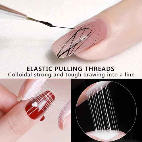 6 Colors Spider Gel Set, Elastic Drawing Spider Gel with Nail Art Brush, White Black Red Blue Gold Silver Paint Wire Drawing Gels Polish Manicure DIY Nail Designs