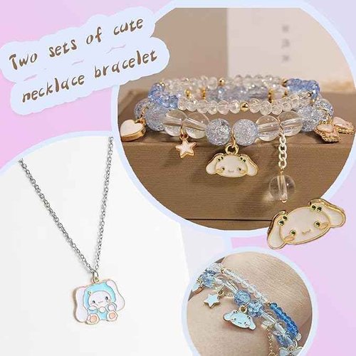 PJKJEUU Kawaii Accessories Gift Set Include Cute Headband, Hair Band, Hair Ties,Hair Clips, Purse Stickers Necklace Bracelet (Blue)